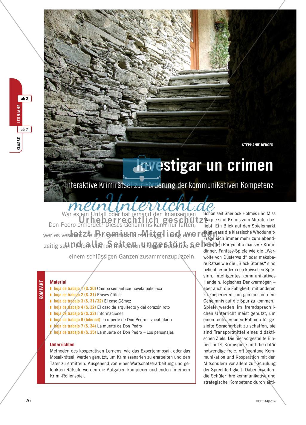 Investigar un crimen - Interaktive Krimirätsel zur Förderung der kommunikativen Kompetenz Preview 1