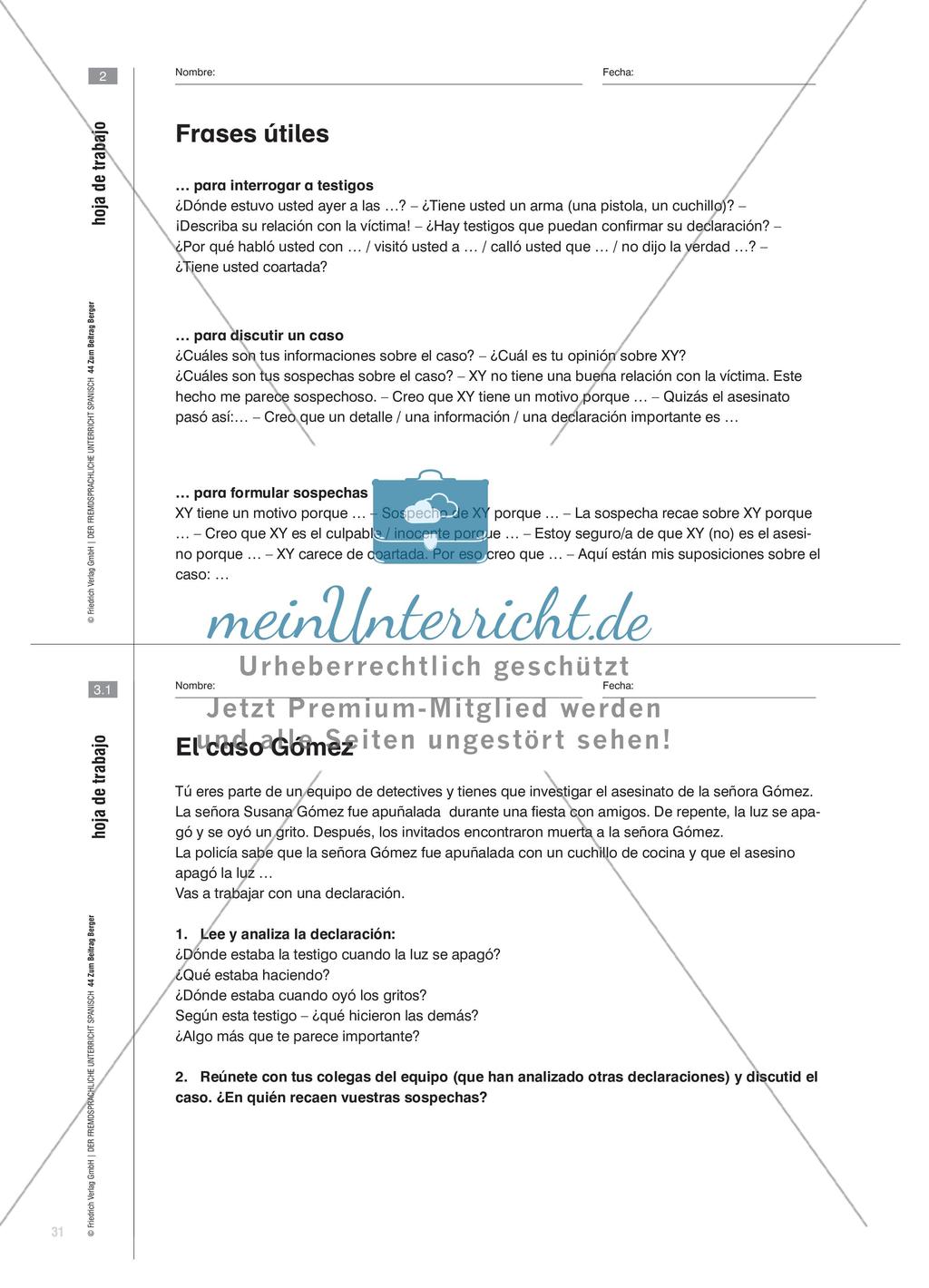Investigar un crimen - Interaktive Krimirätsel zur Förderung der kommunikativen Kompetenz Preview 6