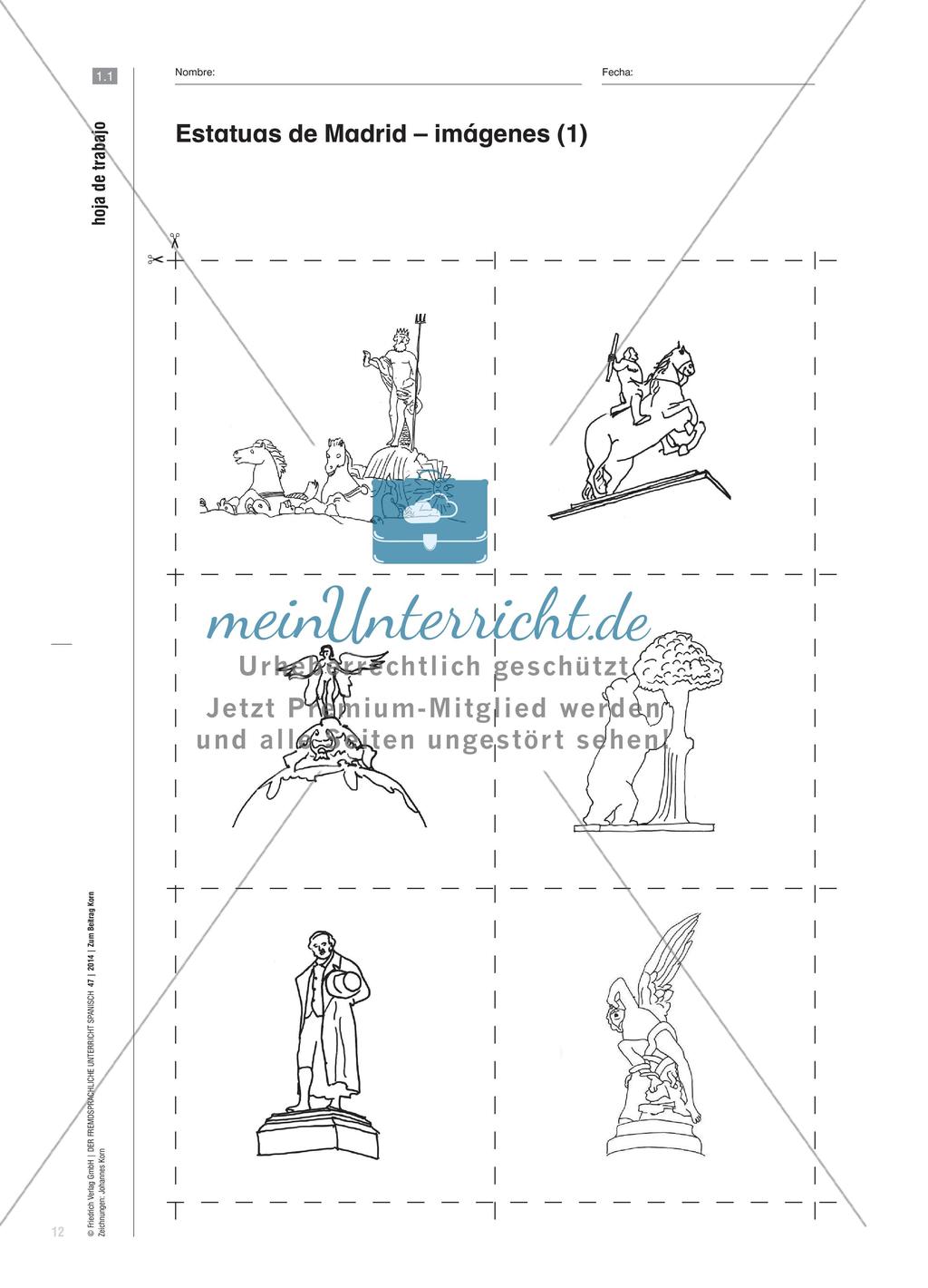 Estatuas de Madrid - Eine Zuordnungsaufgabe zum Kennenlernen und Wiedererkennen Preview 3