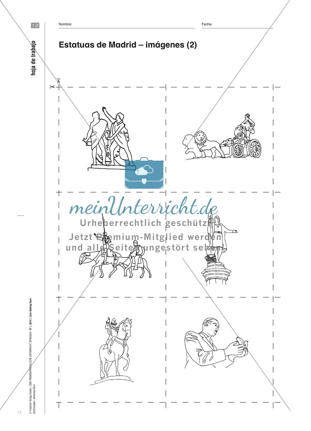 Estatuas de Madrid - Eine Zuordnungsaufgabe zum Kennenlernen und Wiedererkennen Preview 4