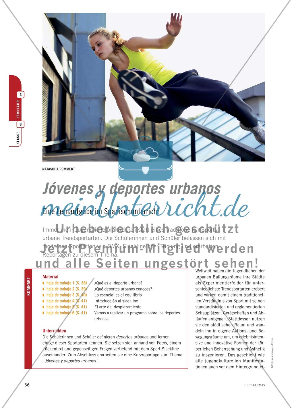 Jóvenes y deportes urbanos - Eine Lernaufgabe im Spanischunterricht Preview 1