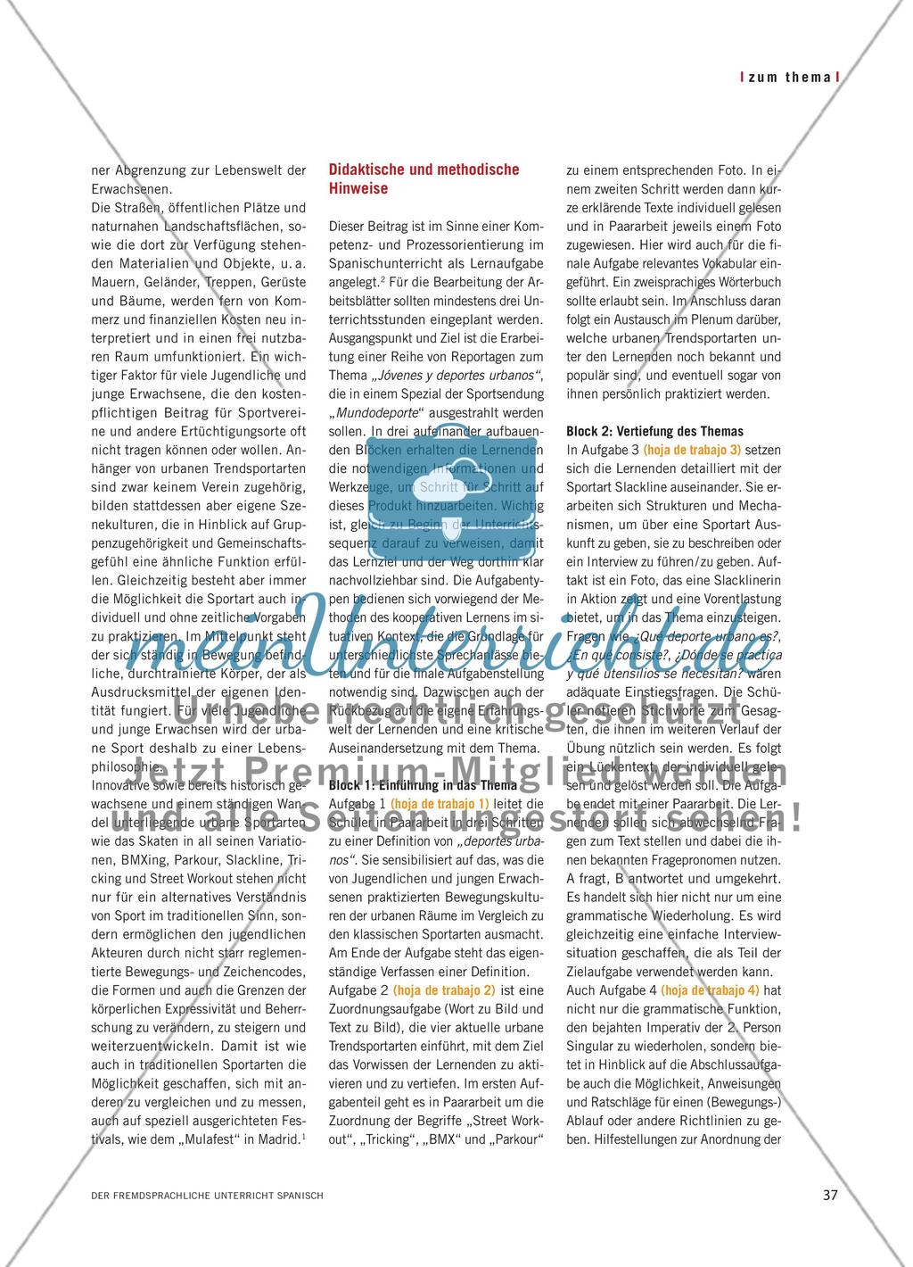 Jóvenes y deportes urbanos - Eine Lernaufgabe im Spanischunterricht Preview 2
