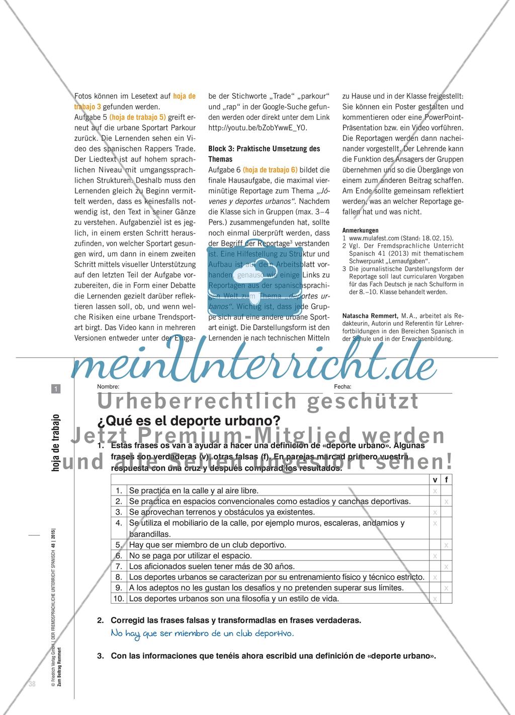 Jóvenes y deportes urbanos - Eine Lernaufgabe im Spanischunterricht Preview 3
