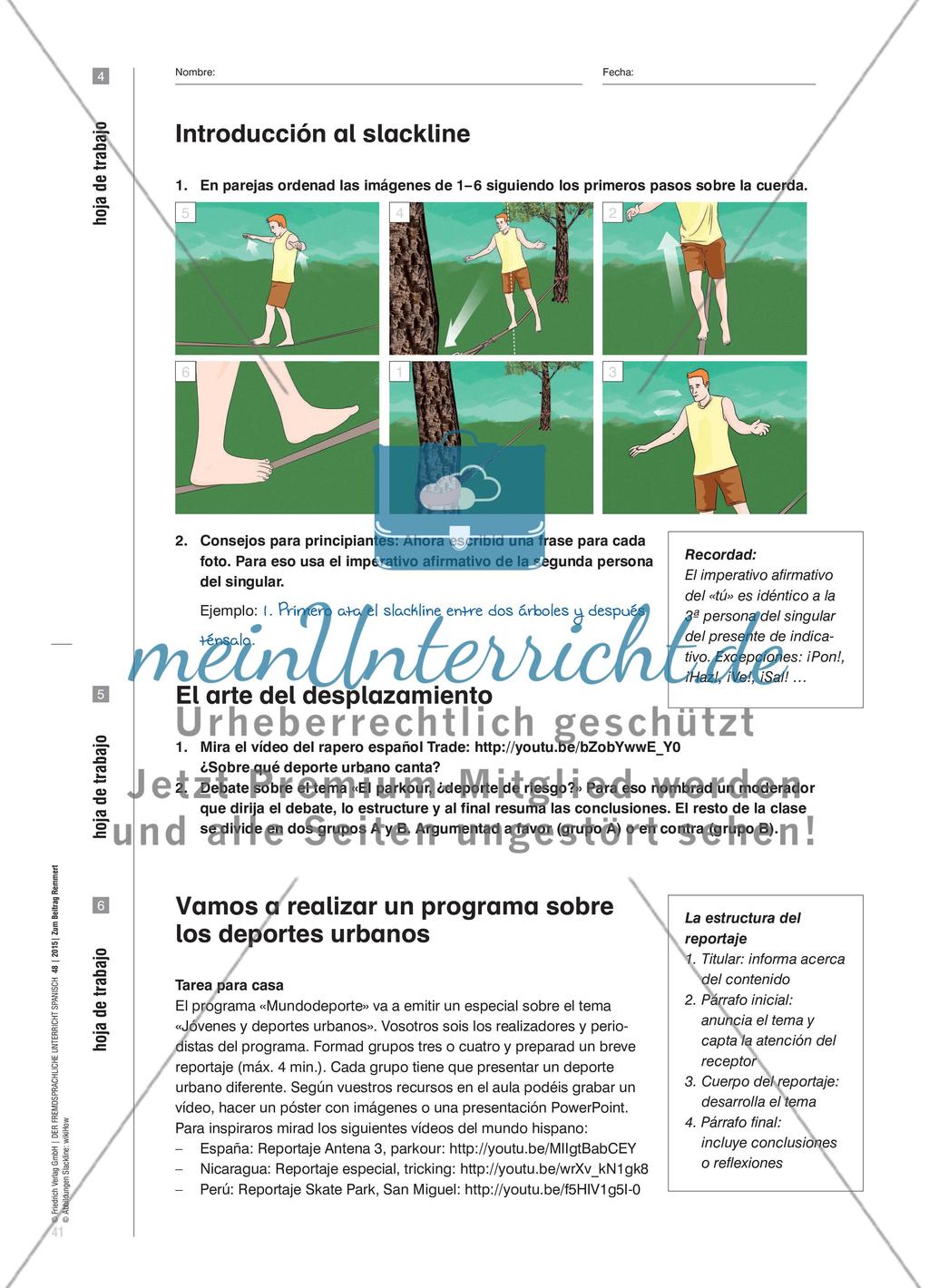 Jóvenes y deportes urbanos - Eine Lernaufgabe im Spanischunterricht Preview 6