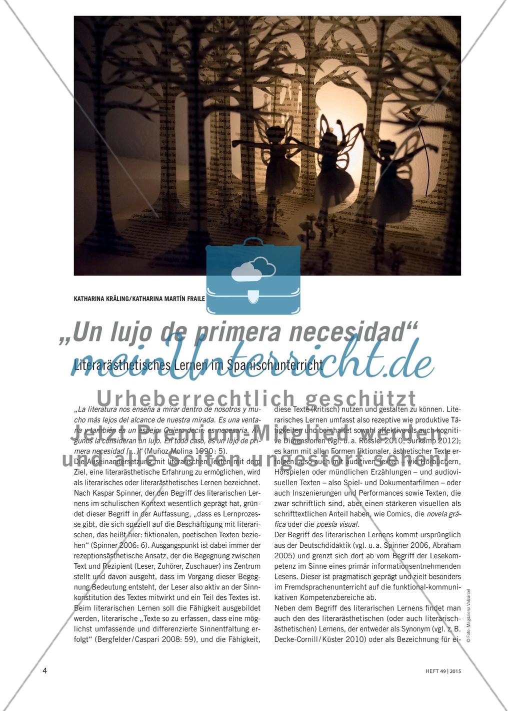 „Un lujo de primera necesidad“ - Literarästhetisches Lernen im Spanischunterricht Preview 1