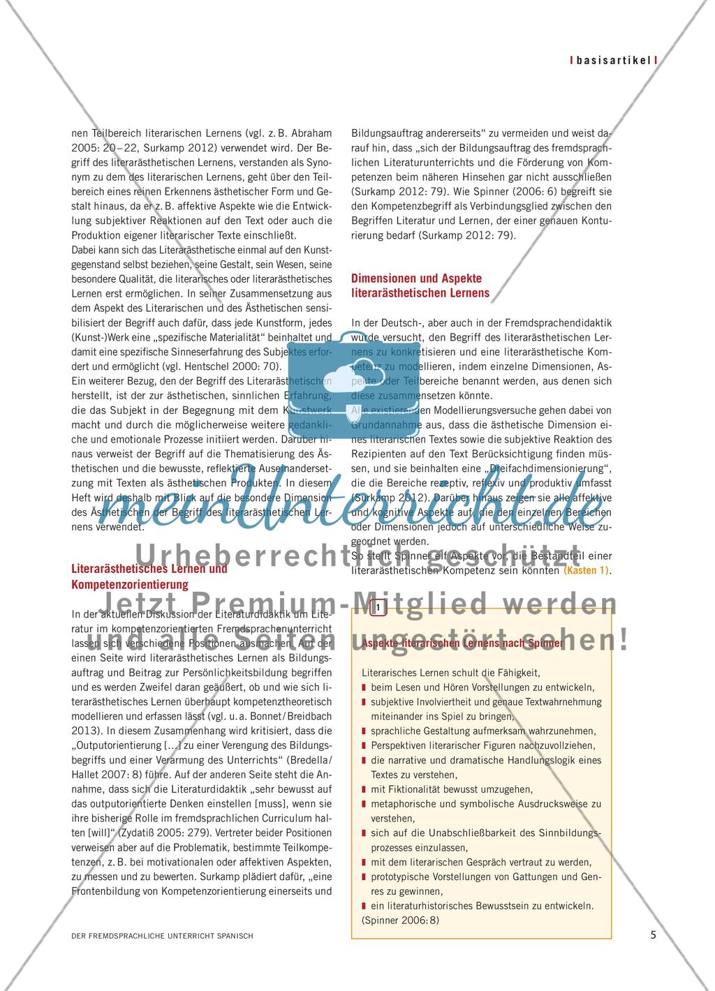 „Un lujo de primera necesidad“ - Literarästhetisches Lernen im Spanischunterricht Preview 2
