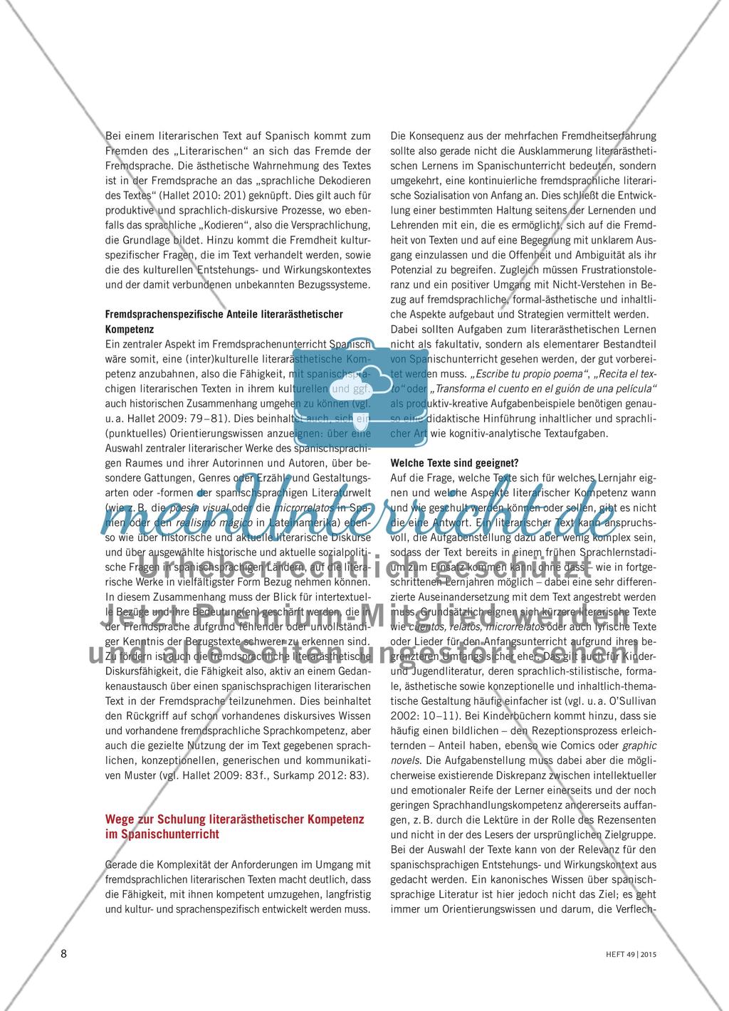 „Un lujo de primera necesidad“ - Literarästhetisches Lernen im Spanischunterricht Preview 5