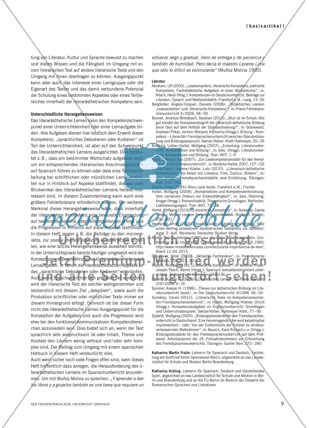 „Un lujo de primera necesidad“ - Literarästhetisches Lernen im Spanischunterricht Preview 6