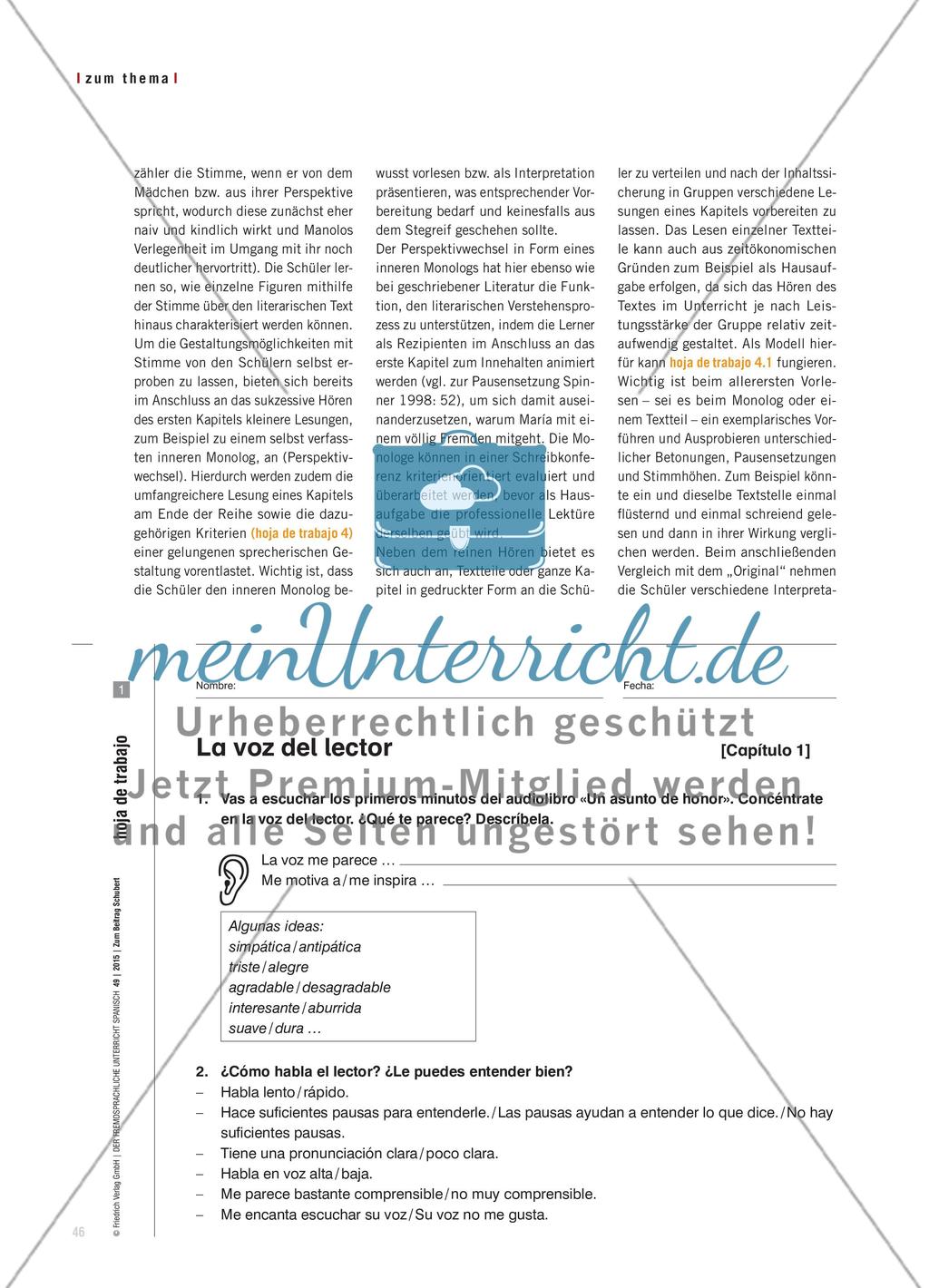 Literarisches Lernen mit Hörbuch - Arturo Pérez-Reverte: „Un asunto de honor“ Preview 3