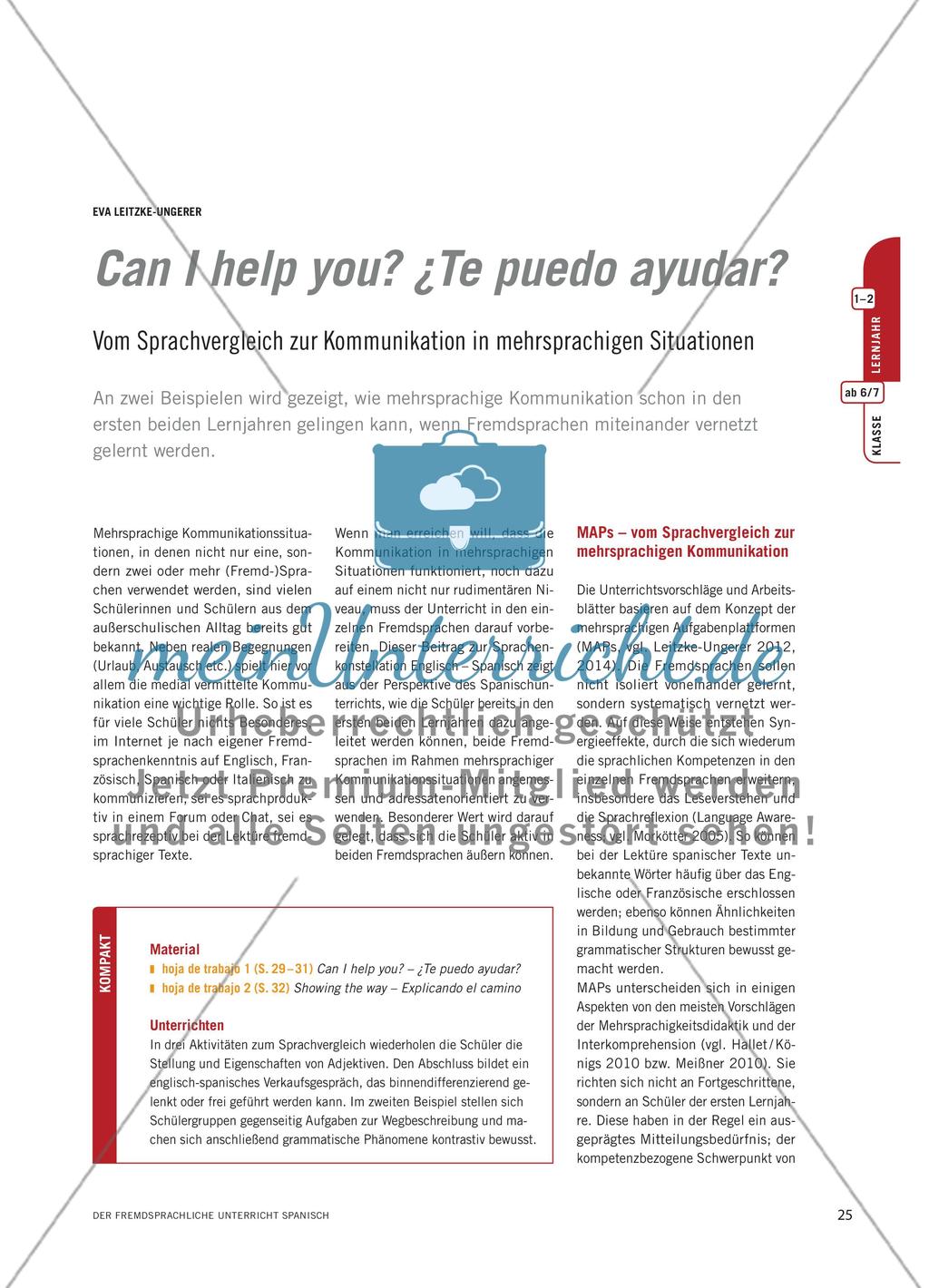 Can I help you? ¿Te puedo ayudar? - Vom Sprachvergleich zur Kommunikation in mehrsprachigen Situationen Preview 1