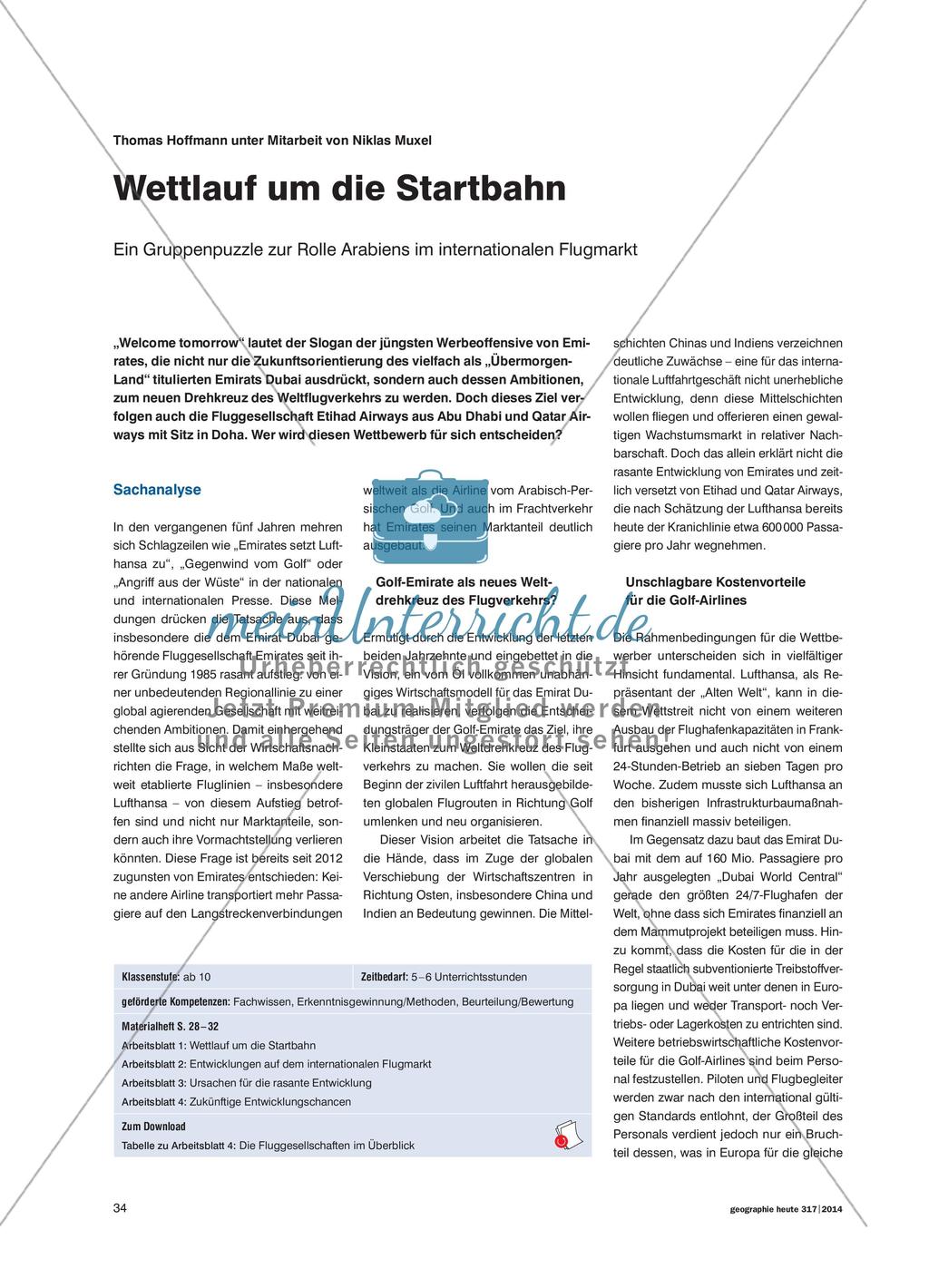 Wettlauf um die Startbahn - Ein Gruppenpuzzle zur Rolle Arabiens im internationalen Flugmarkt Preview 1