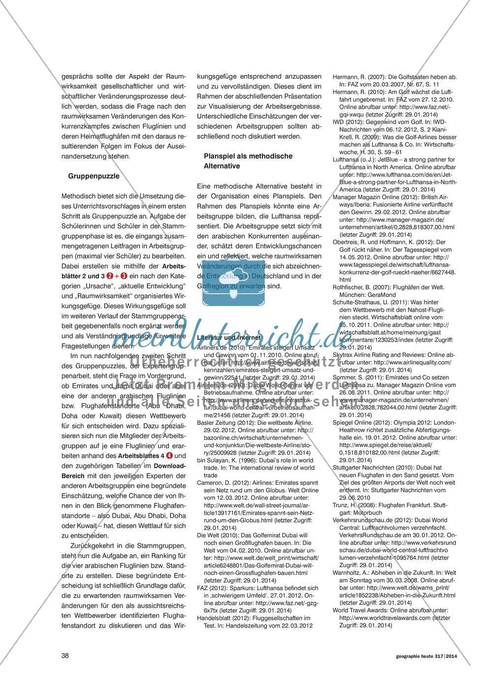 Wettlauf um die Startbahn - Ein Gruppenpuzzle zur Rolle Arabiens im internationalen Flugmarkt Preview 5