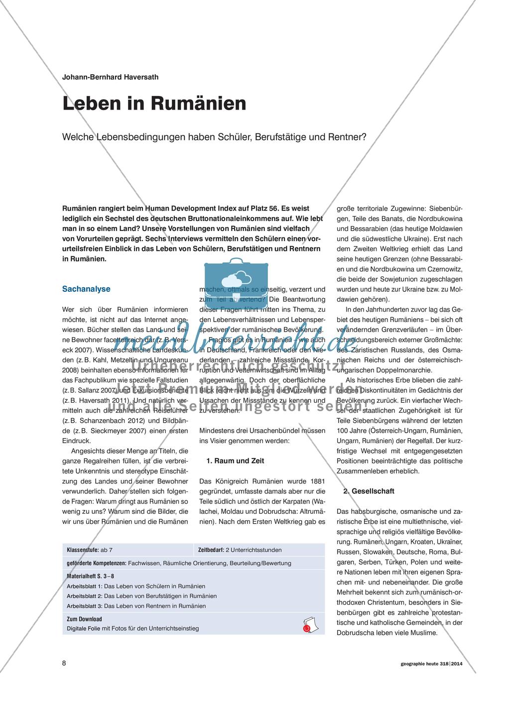 Leben in Rumänien - Welche Lebensbedingungen haben Schüler, Berufstätige und Rentner? Preview 1