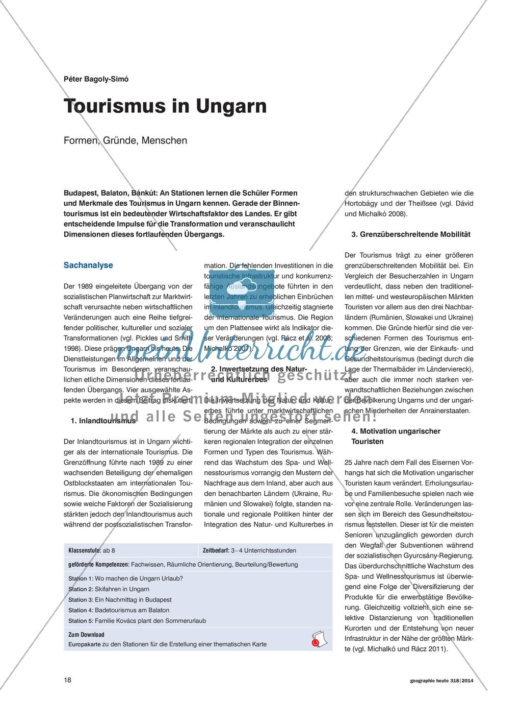 Der Tourismus in Ungarn - Formen, Gründe, Menschen Preview 1