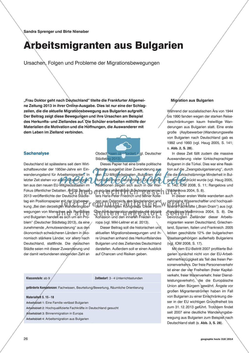 Arbeitsmigranten aus Bulgarien - Ursachen, Folgen und Probleme der Migrationsbewegungen Preview 1