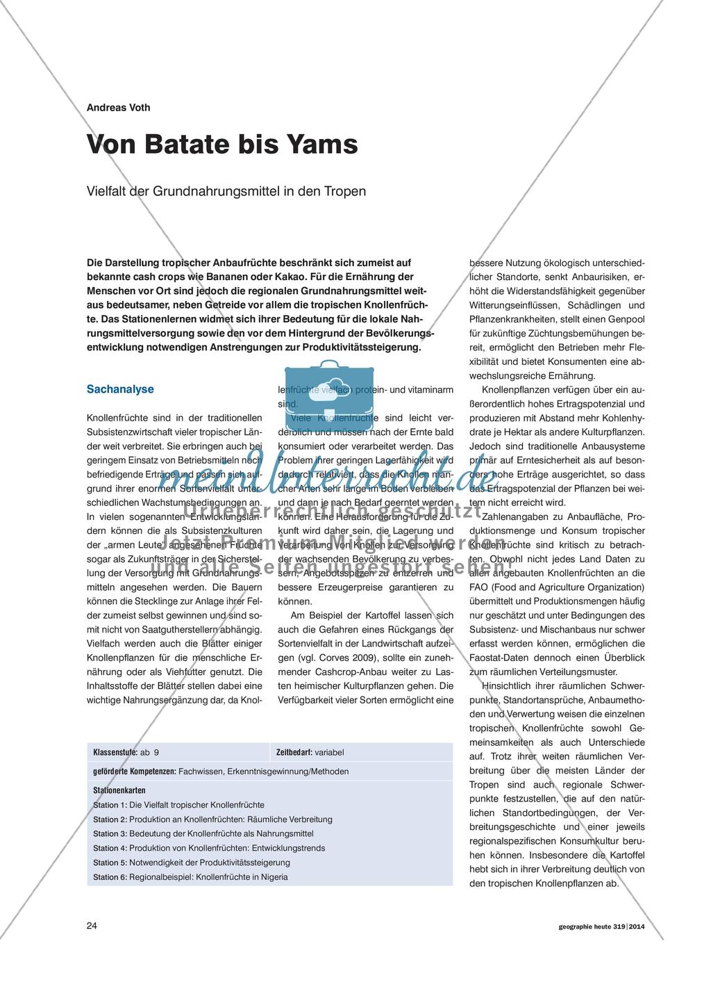 Von Batate bis Yams - Vielfalt der Grundnahrungsmittel in den Tropen Preview 1