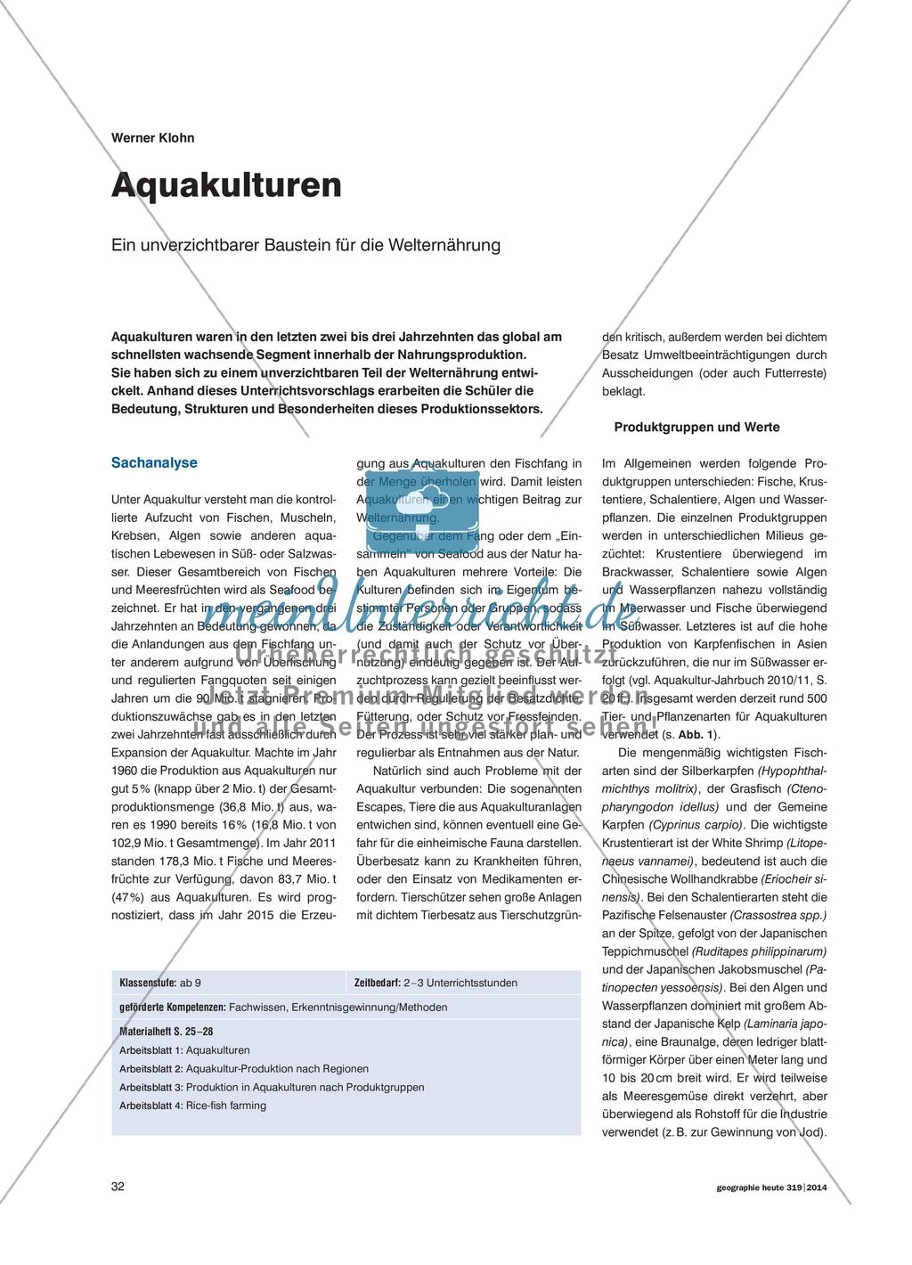Aquakulturen - Ein unverzichtbarer Baustein für die Welternährung Preview 1