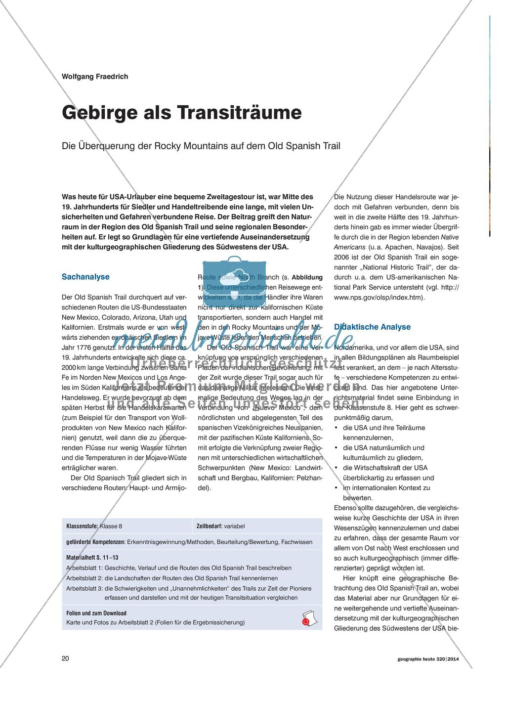 Gebirge als Transiträume - Die Überquerung der Rocky Mountains auf dem Old Spanish Trail Preview 1