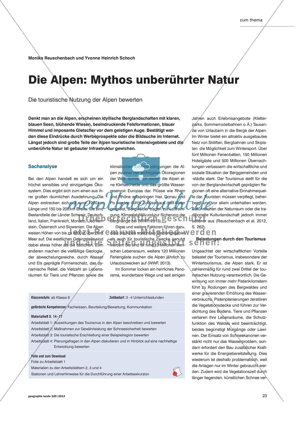 Die Alpen: Mythos unberührter Natur - Die touristische Nutzung der Alpen bewerten Preview 1