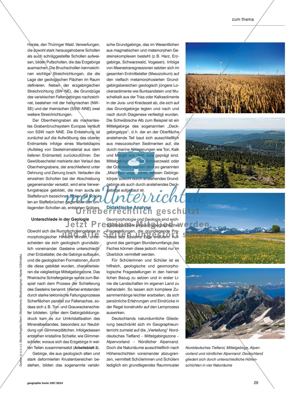 Gebirge in Deutschland - Topographie, Morphologie und Geologie vergleichen Preview 2
