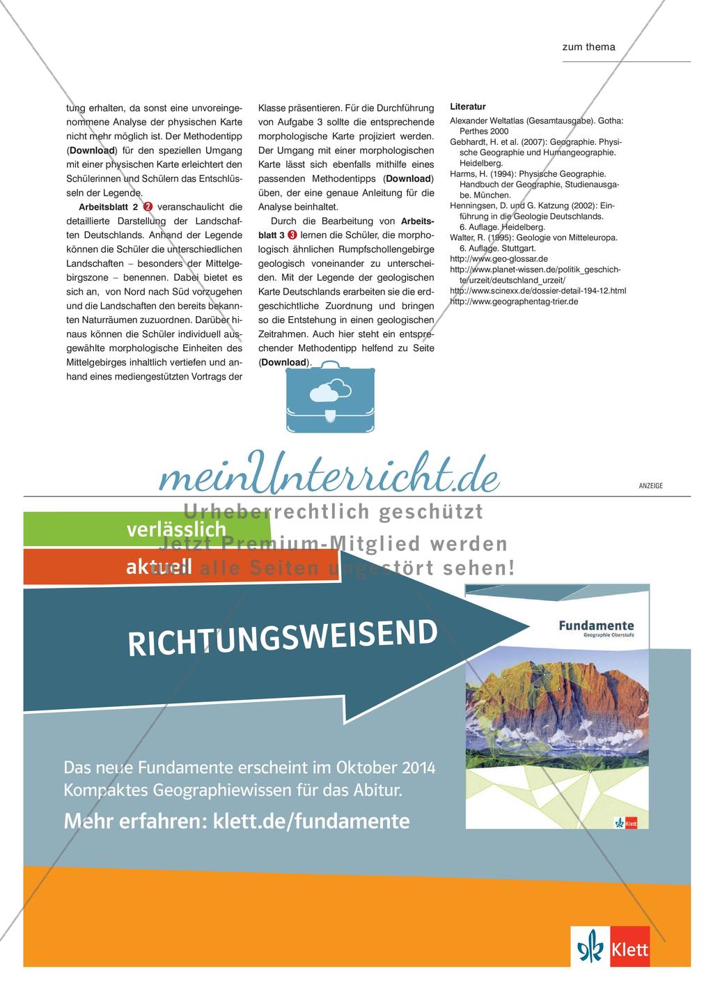 Gebirge in Deutschland - Topographie, Morphologie und Geologie vergleichen Preview 4
