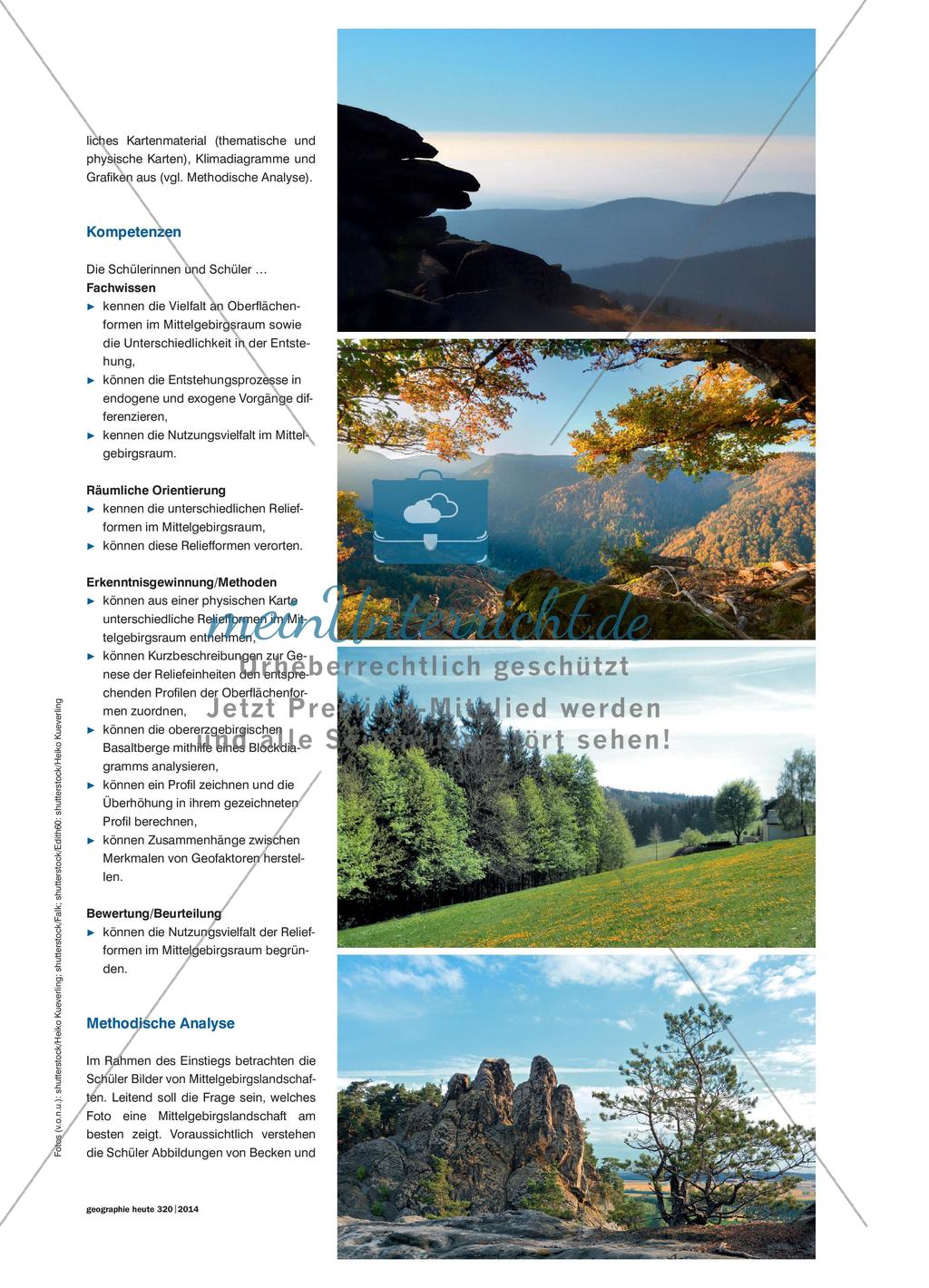 Mittelgebirge: Vielfalt auf engstem Raum - Reliefformen und Nutzungsmerkmale beschreiben und erklären Preview 2