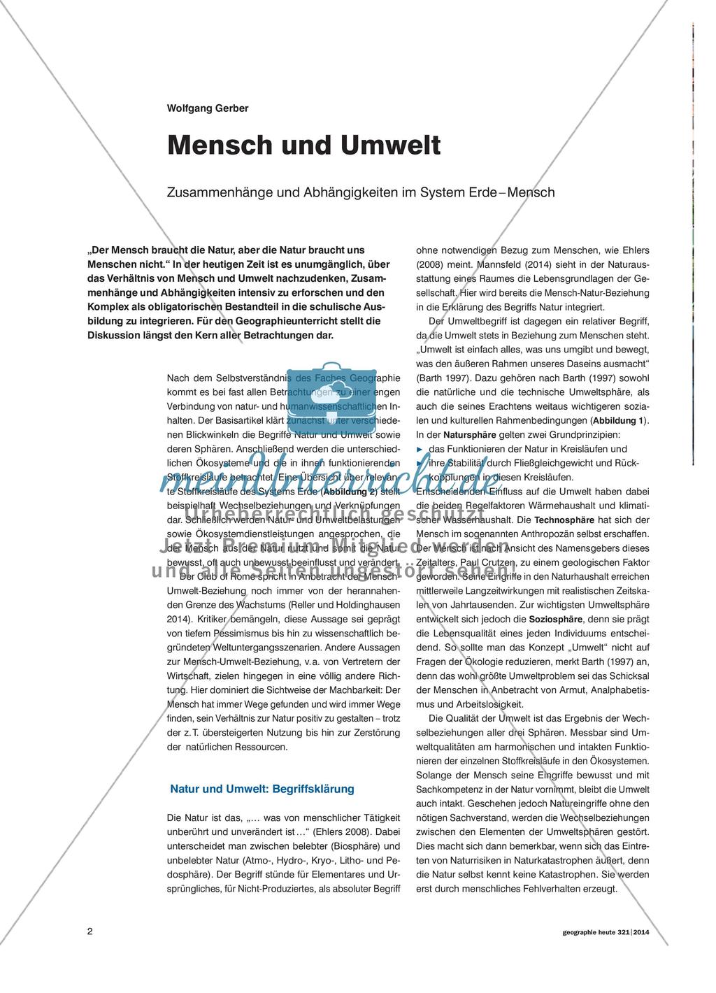 Mensch und Umwelt: Zusammenhänge und Abhängigkeiten im System Erde – Mensch Preview 1