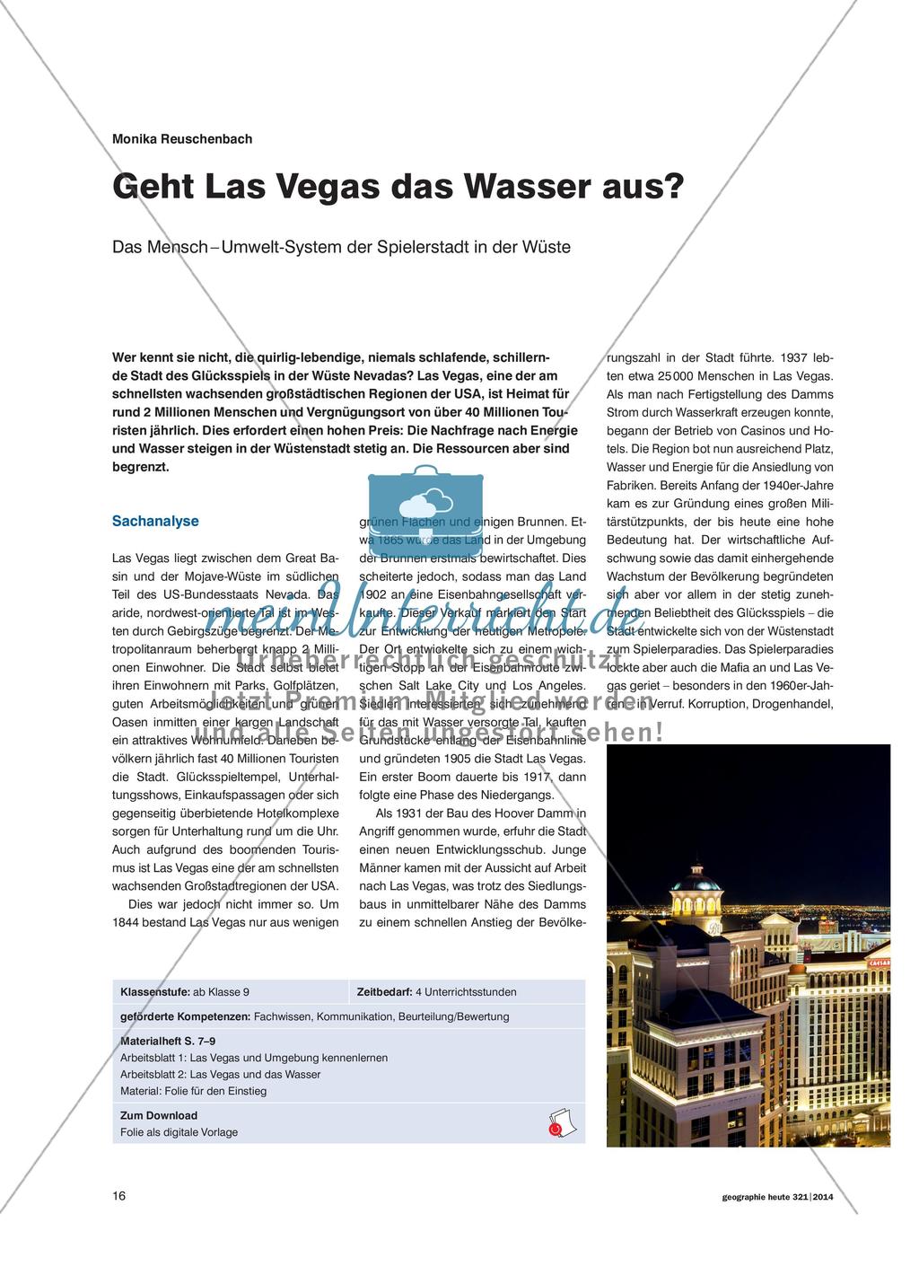 Geht Las Vegas das Wasser aus?: Das Mensch – Umwelt-System der Spielerstadt in der Wüste Preview 1