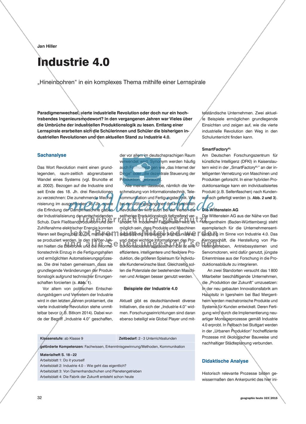 Industrie 4.0 - „Hineinbohren“ in ein komplexes Thema mithilfe einer Lernspirale Preview 1