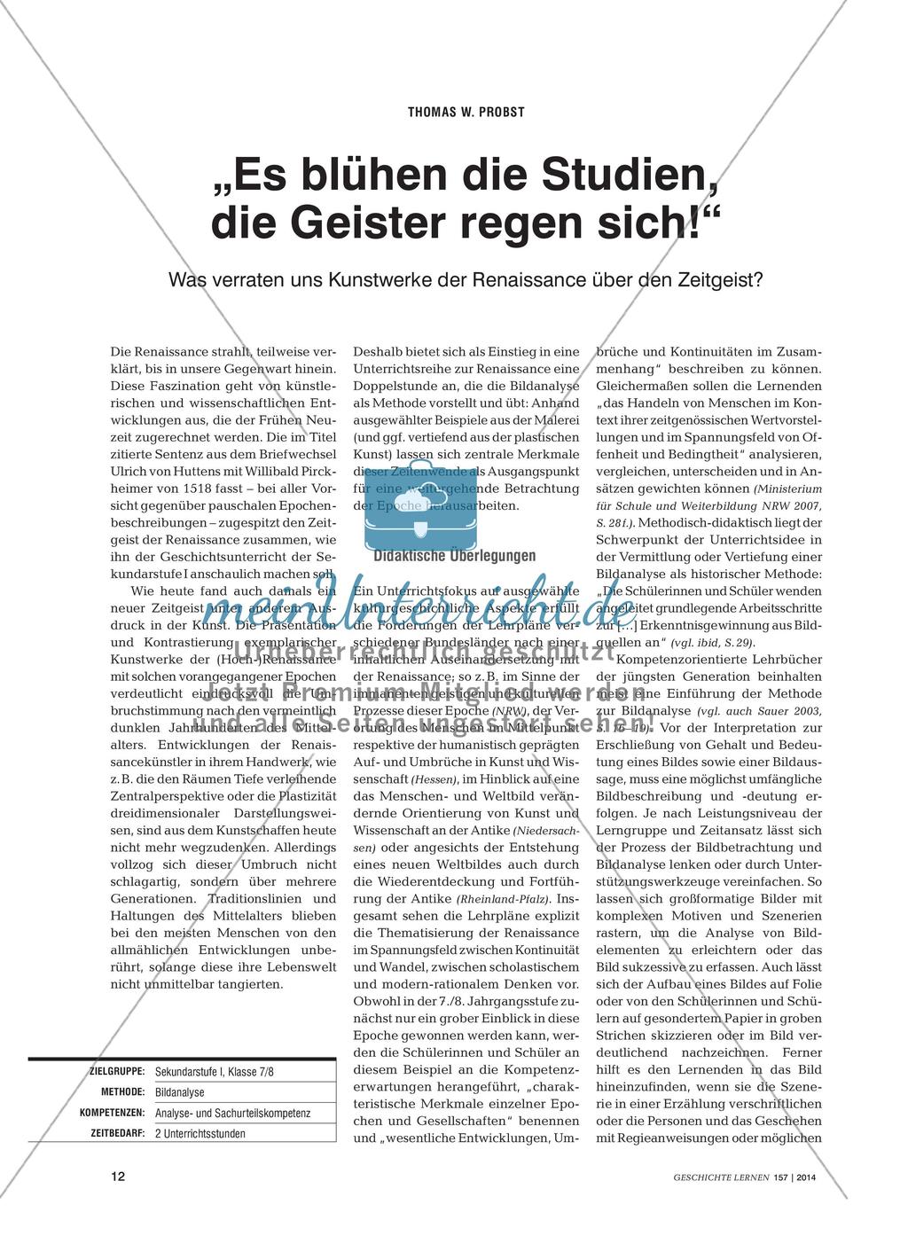 „Es blühen die Studien, die Geister regen sich!“ Preview 1