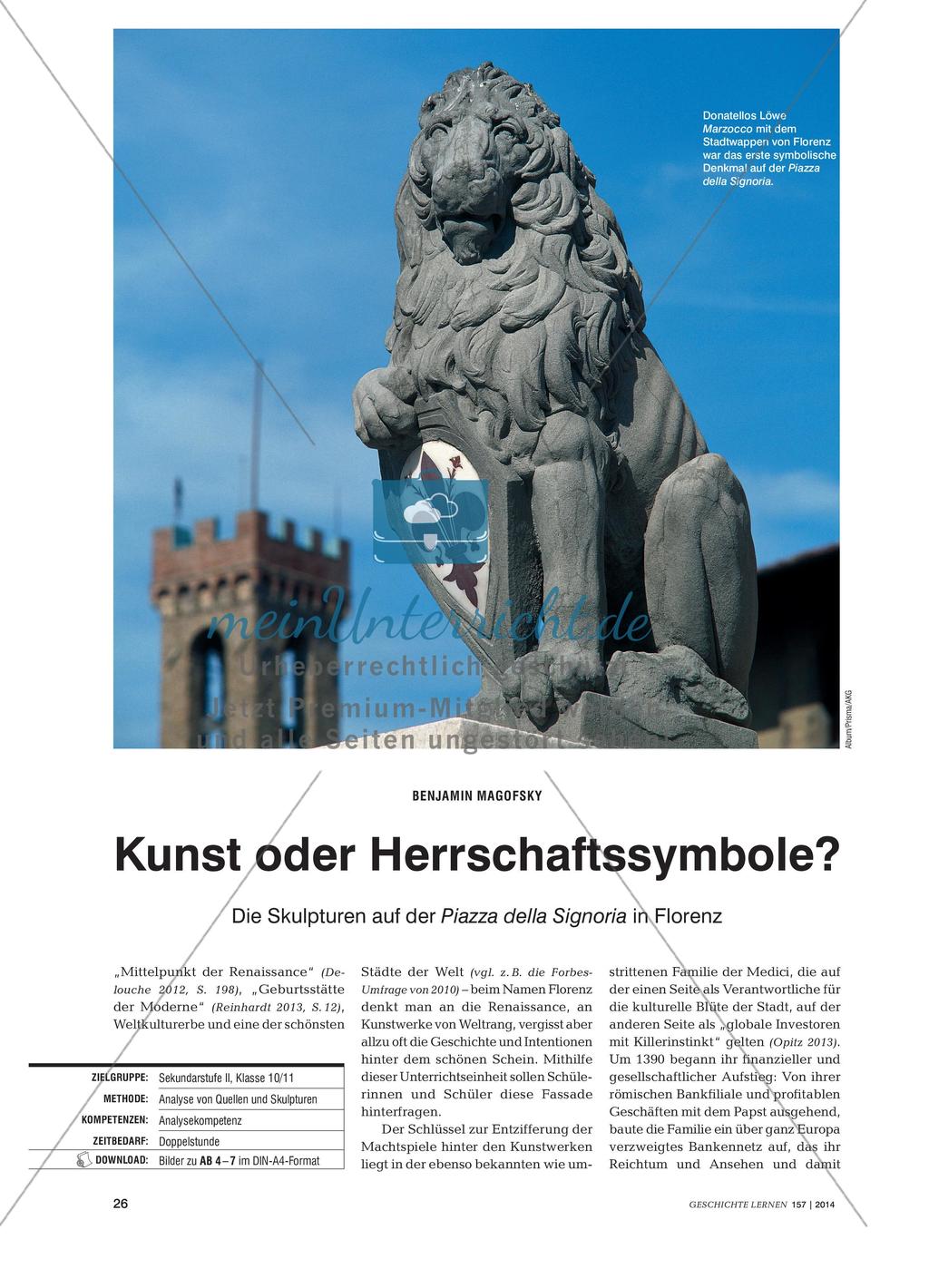 Kunst oder Herrschaftssymbole? - Die Skulpturen auf der Piazza della Signoria in Florenz Preview 1