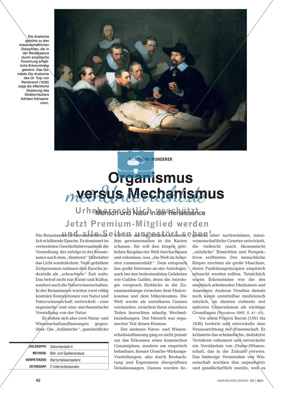 Organismus versus Mechanismus - Mensch und Natur in der Renaissance Preview 1