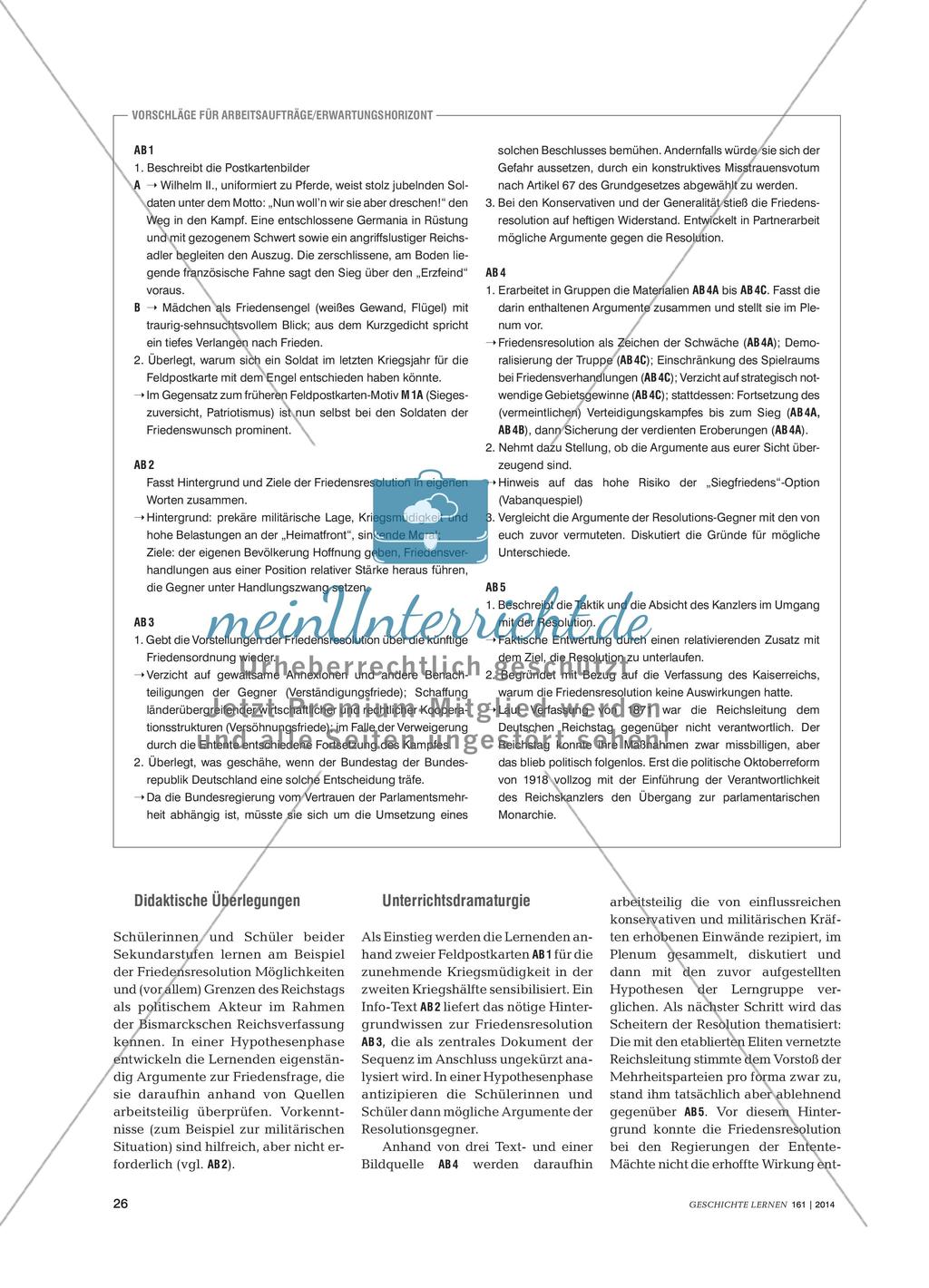 Ein „Frieden der Verständigung“ - Die Friedensresolution des Reichstags vom 19. Juli 1917 Preview 2