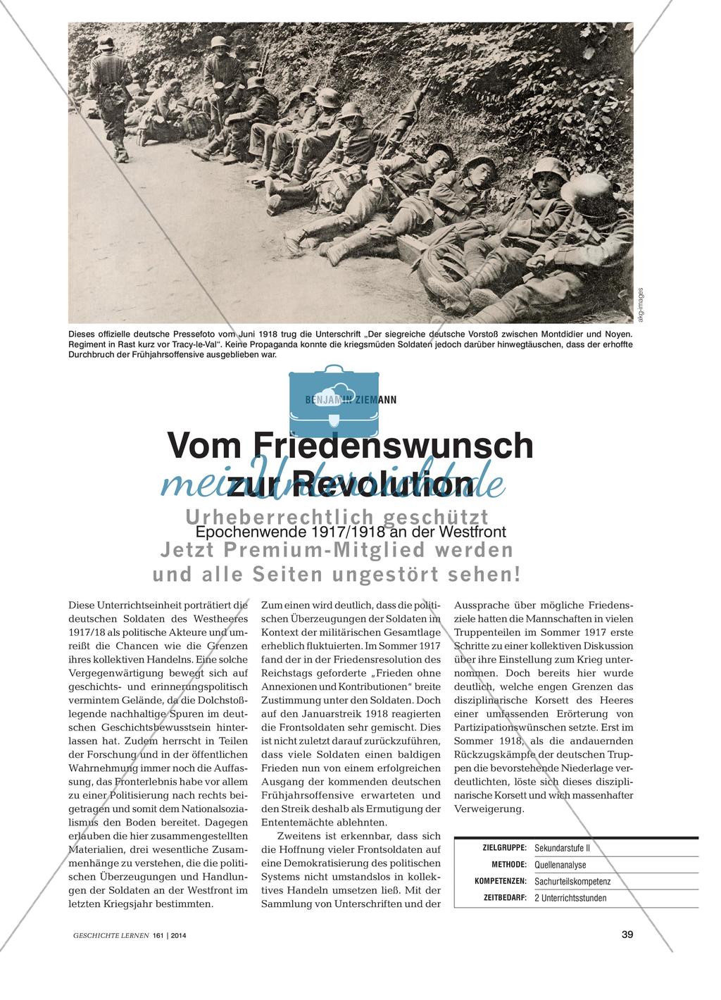 Vom Friedenswunsch zur Revolution - Epochenwende 1917/1918 an der Westfront Preview 1