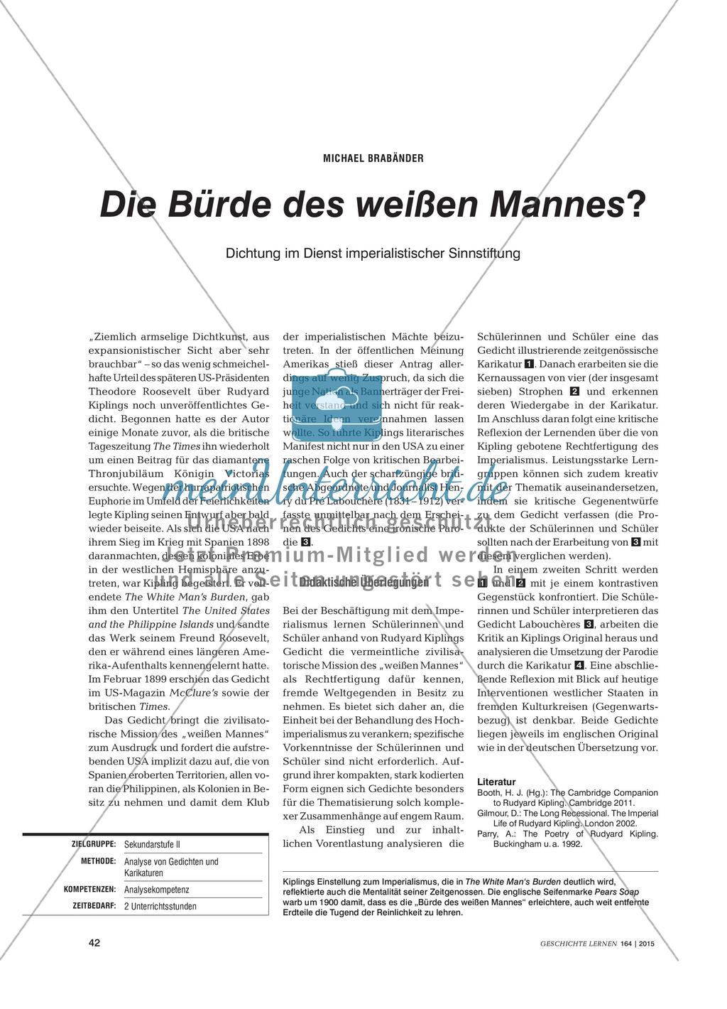 Die Bürde des weißen Mannes? - Dichtung im Dienst imperialistischer Sinnstiftung Preview 1