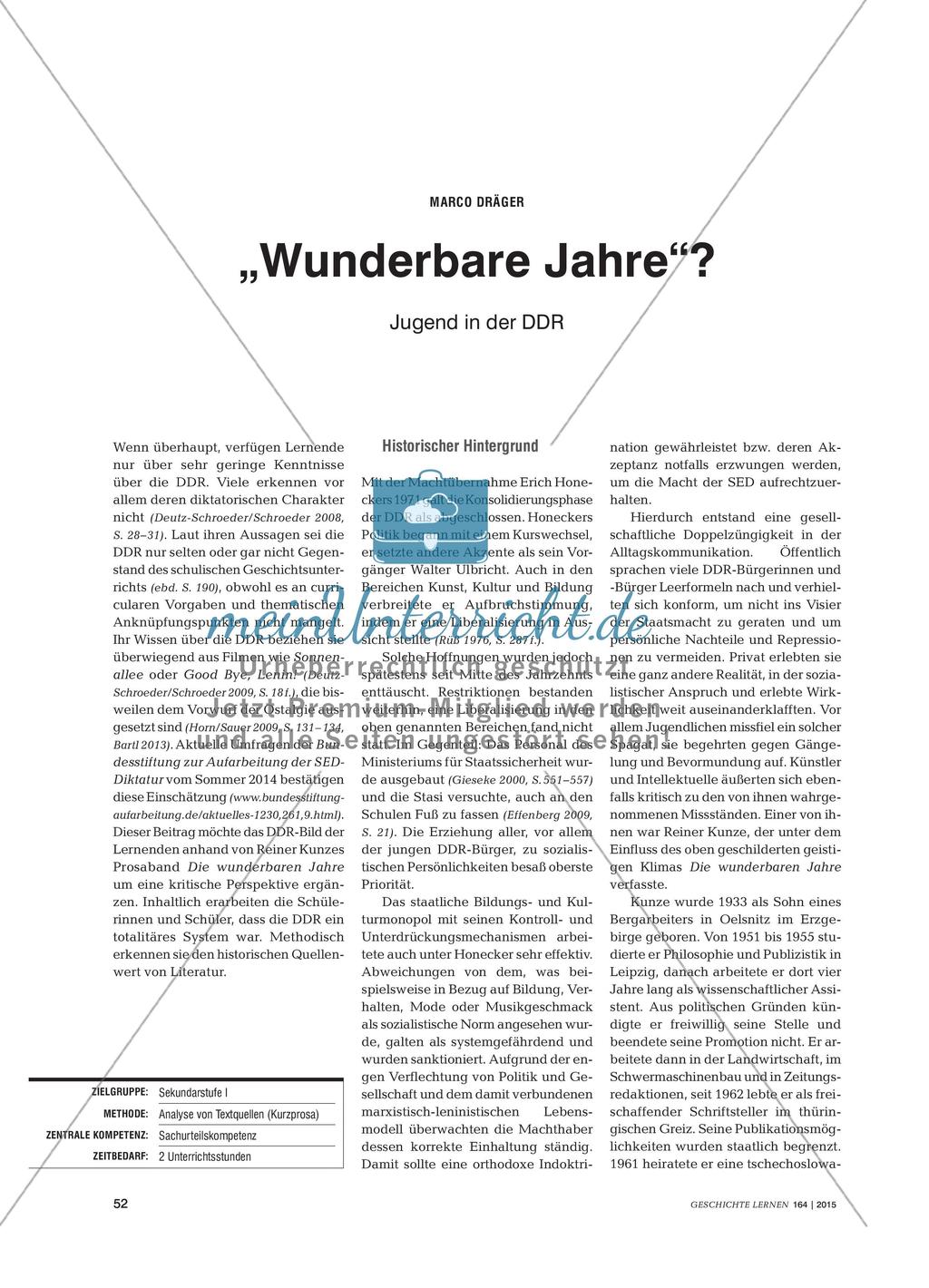 „Wunderbare Jahre“? - Jugend in der DDR Preview 1