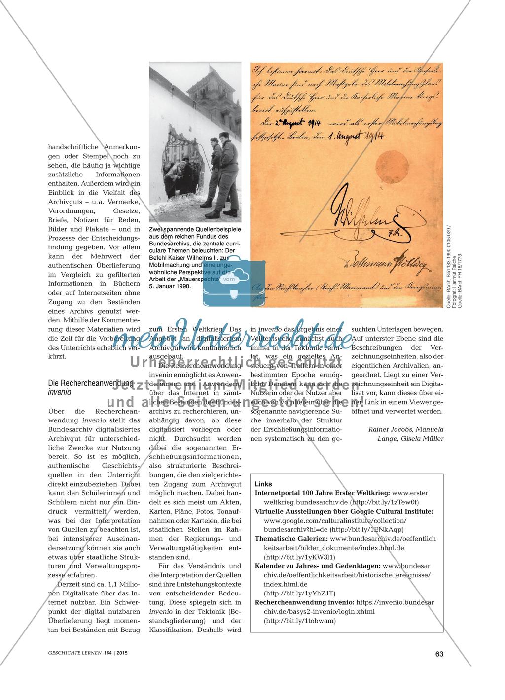 Authentische Quellen für den Geschichtsunterricht - Erkunden Sie die Online-Angebote des Bundesarchivs Preview 2