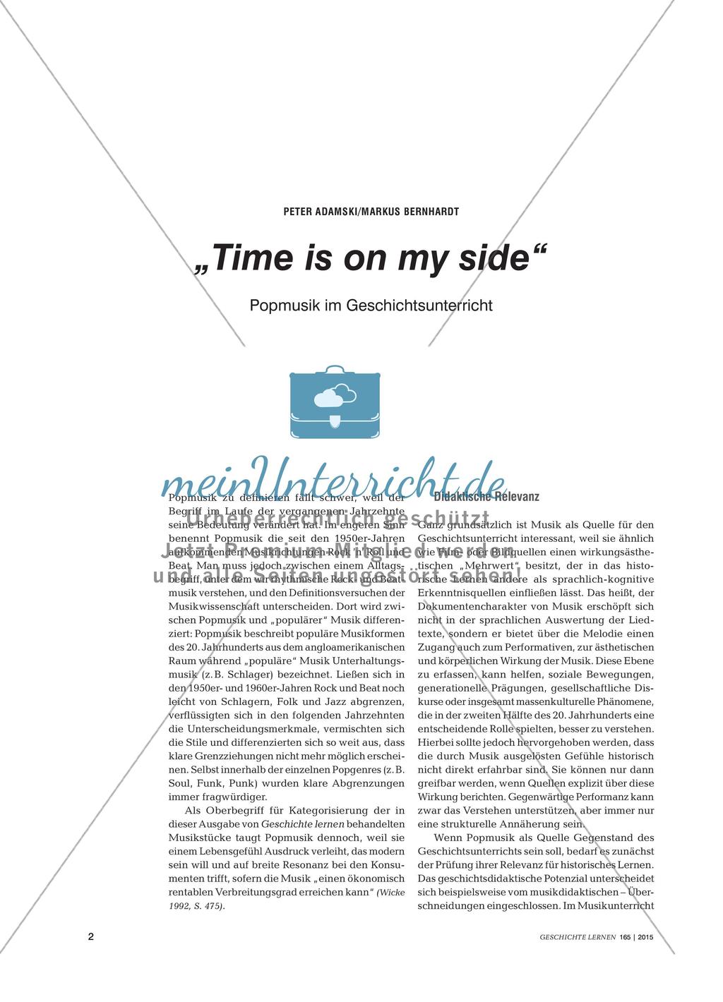 „Time is on my side“ - Popmusik im Geschichtsunterricht Preview 1