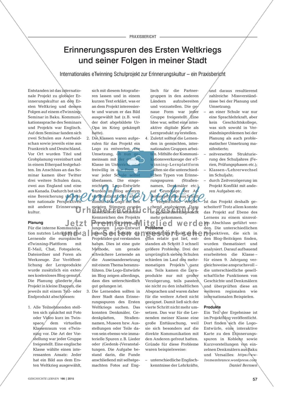 Erinnerungsspuren des Ersten Weltkriegs und seiner Folgen in meiner Stadt Preview 1