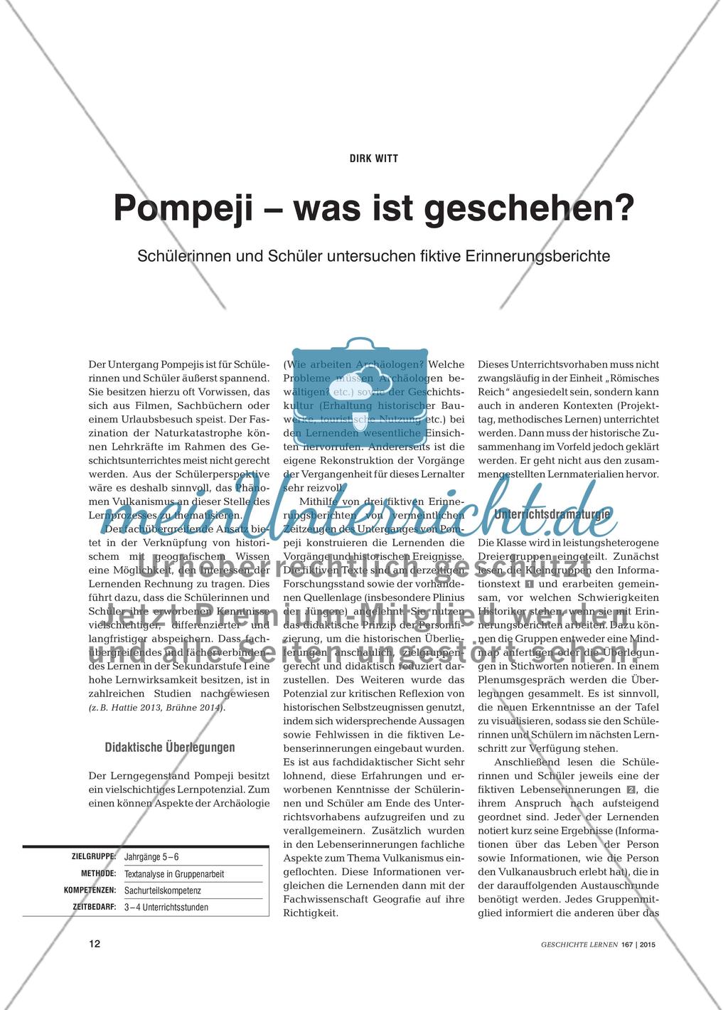 Der Vulkanausbruch bei Pompeji: Erinnerungen und Wissenschaft im Vergleich Preview 1