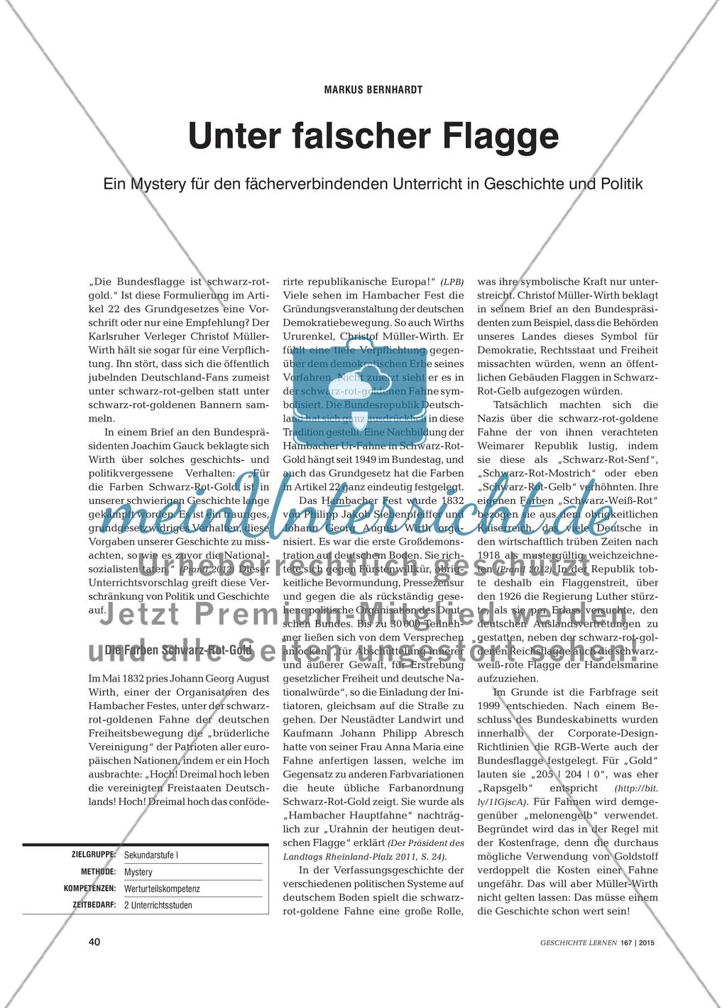 Ein Mystery für den fächerverbindenden Unterricht in Geschichte und Politik Preview 1