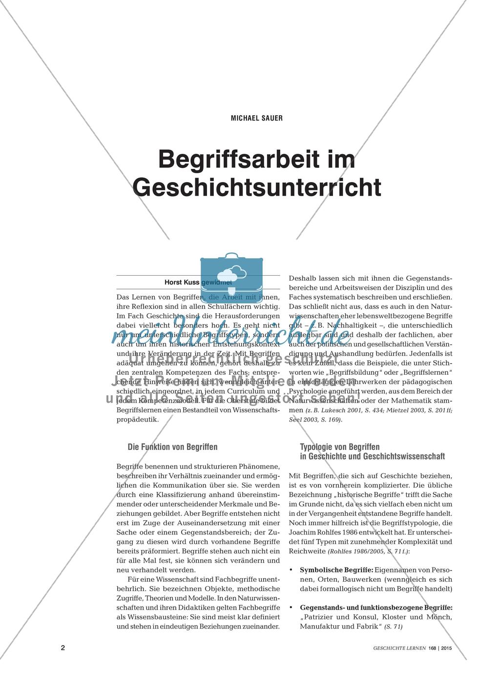 Begriffsarbeit im Geschichtsunterricht Preview 1