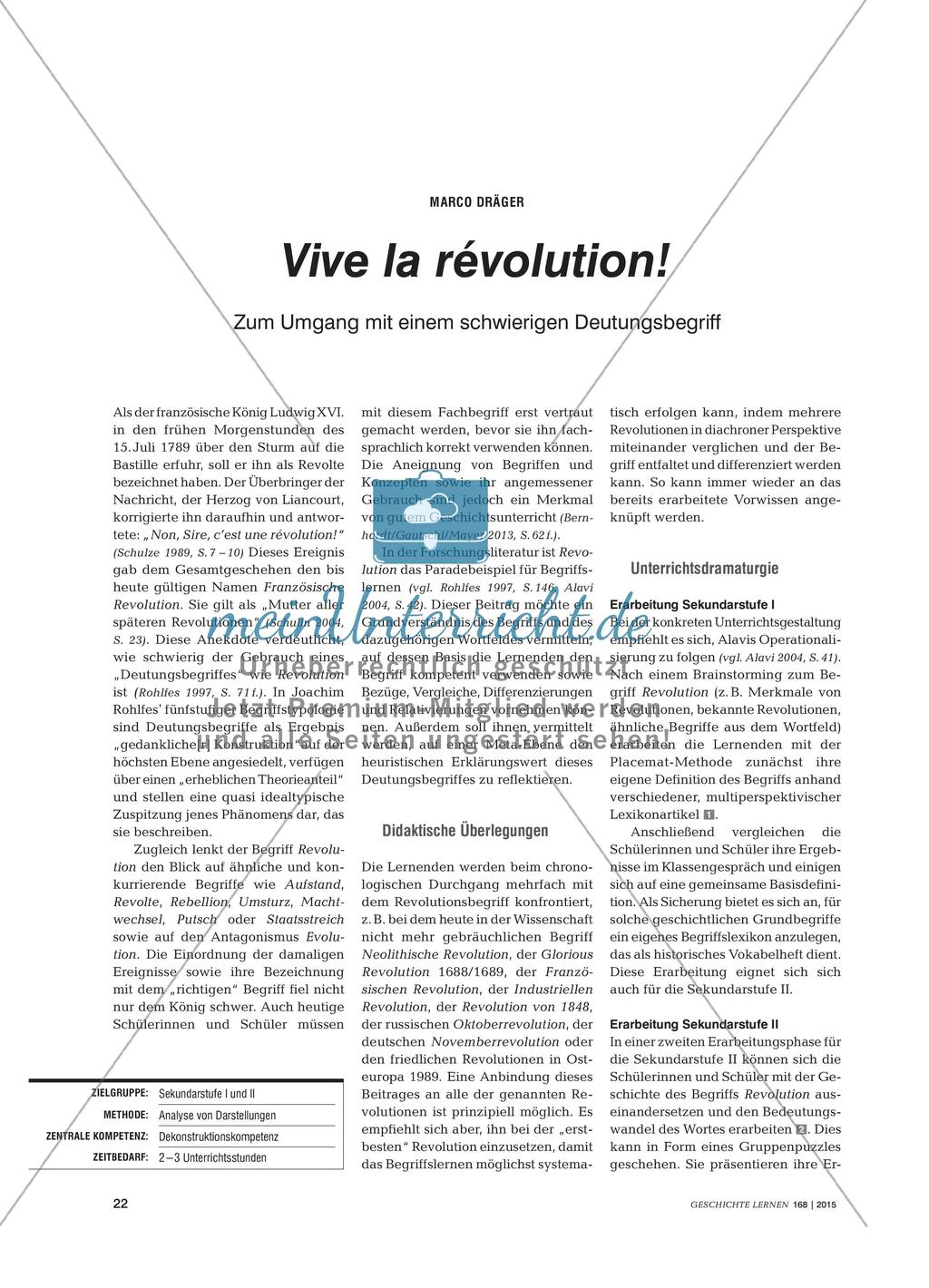 Vive la révolution! - Zum Umgang mit einem schwierigen Deutungsbegriff Preview 1