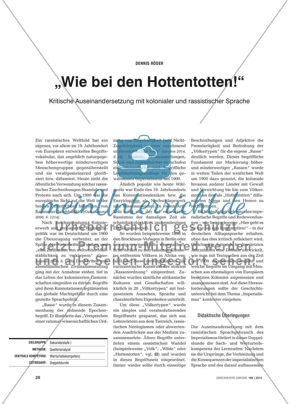 „Wie bei den Hottentotten!“ - Kritische Auseinandersetzung mit kolonialer und rassistischer Sprache Preview 1