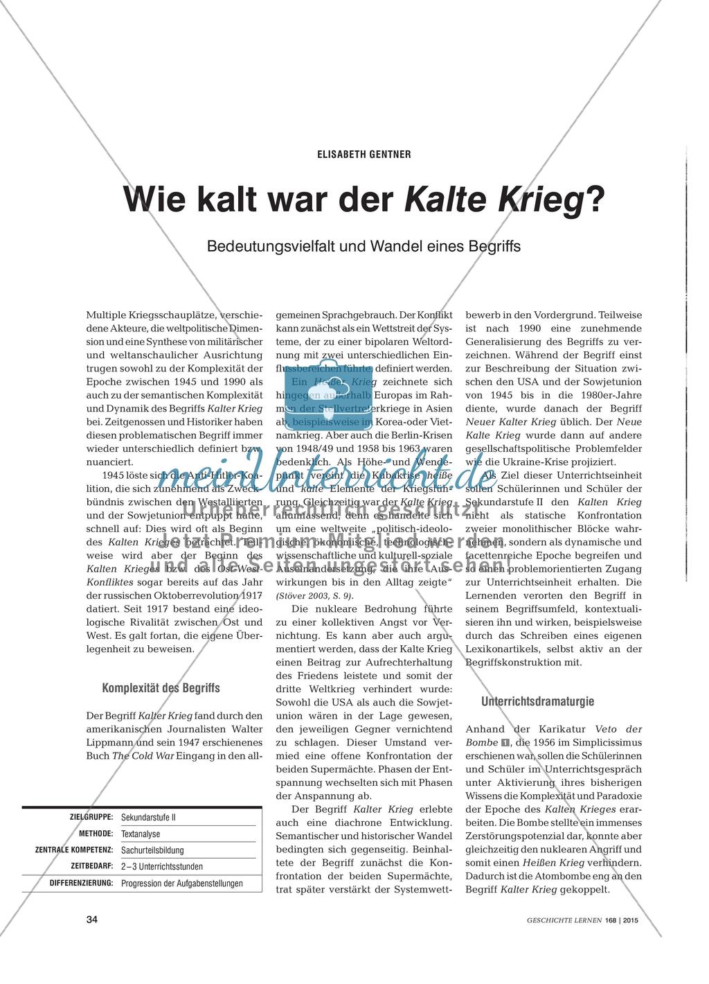 Wie kalt war der Kalte Krieg? - Bedeutungsvielfalt und Wandel eines Begriffs Preview 1