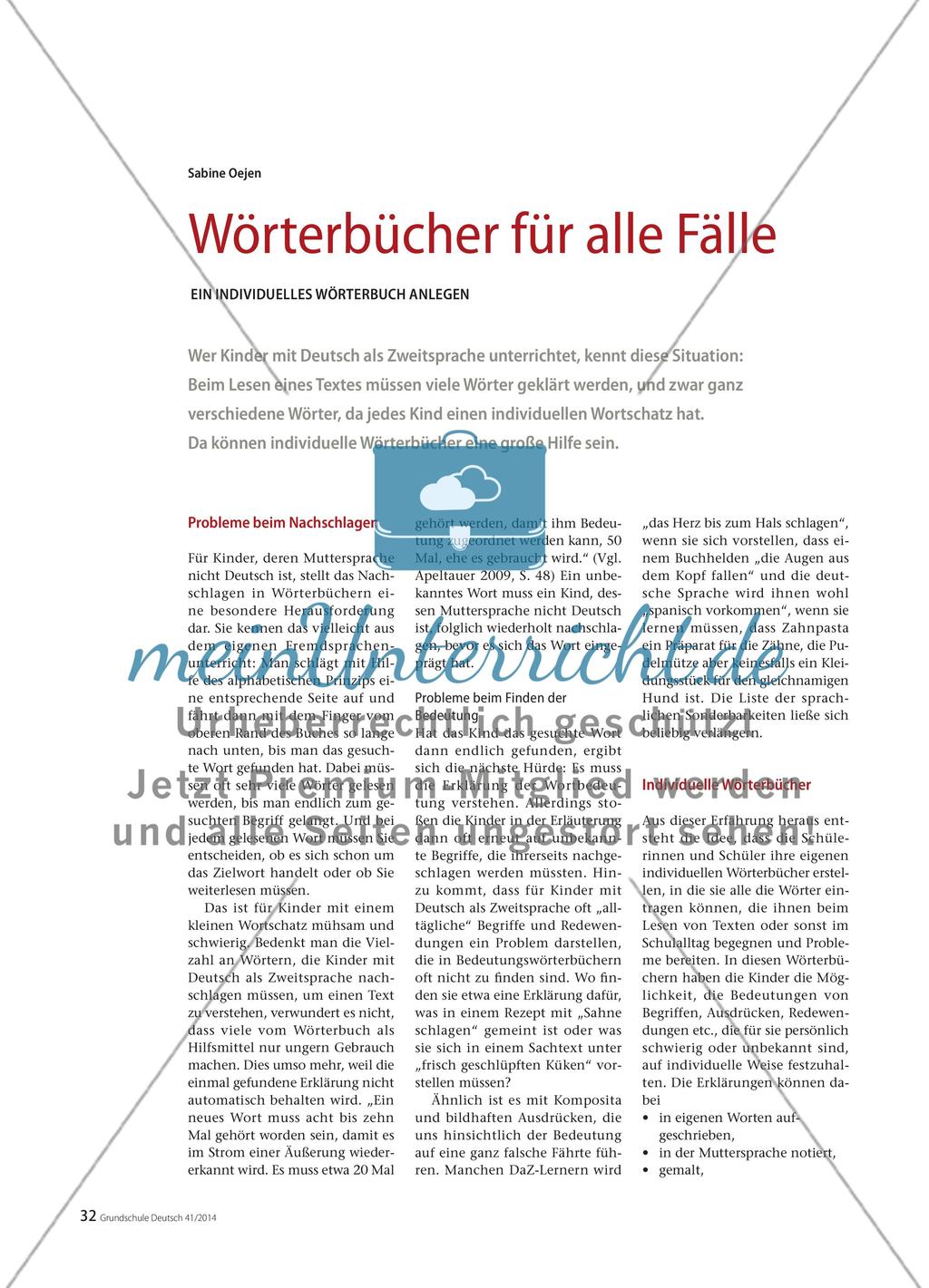 Individuelle Wörterbücher für DaZ-Schüler Preview 1