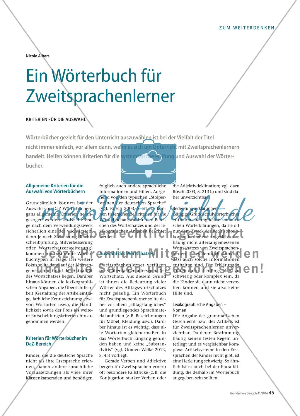 Auswahlkriterien für Wörterbücher für Zweitsprachenlerner Preview 1