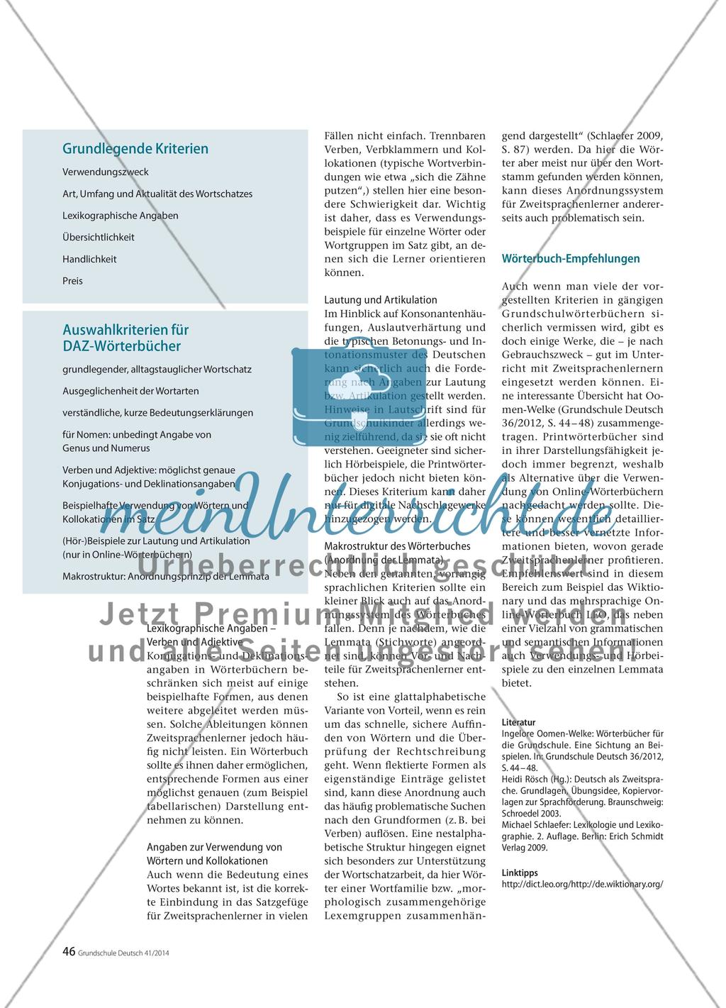 Auswahlkriterien für Wörterbücher für Zweitsprachenlerner Preview 2