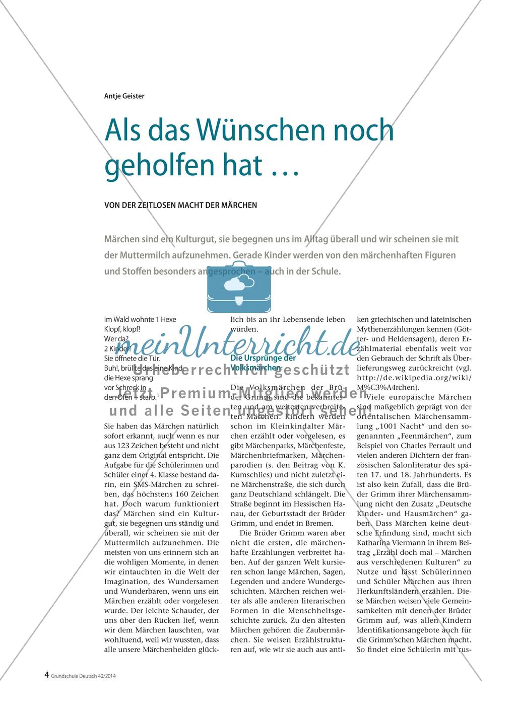 Märchen im Unterricht: Die Beiträge im Überblick Preview 1
