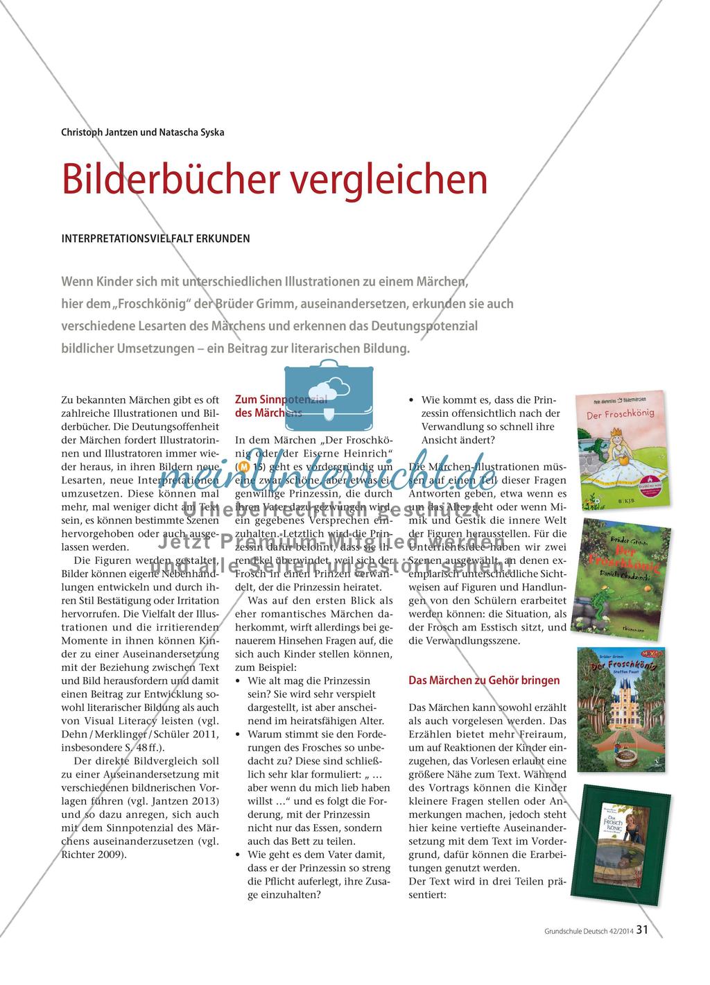 Der Froschkönig: Bilderbücher vergleichen Preview 1